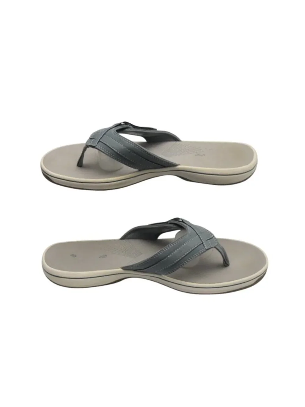 Clarks Cloudsteppers Breeze Sea Womens Size 10 Blue Grey Sandals Flip Flops